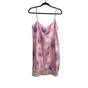 Pink Floral Silky Satin Nightgown Size Small
